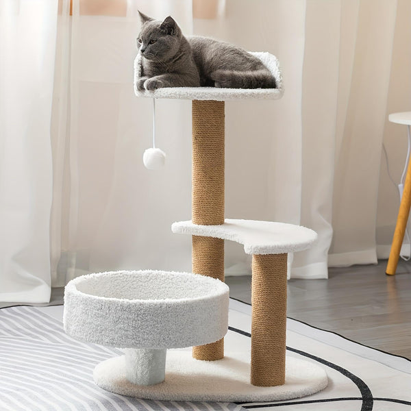 Multi-Level Cat Tree with Scratching Post & Ball Toy