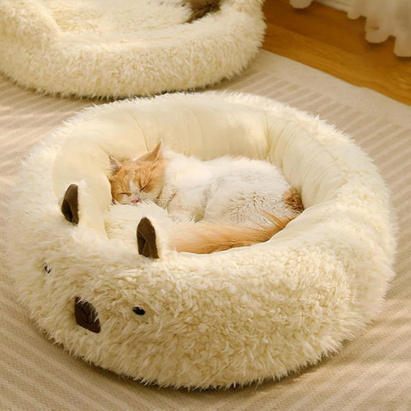 Cozy Alpaca Pet Bed – Soft, Non-Slip, Warm Nest for Cats & Dogs
